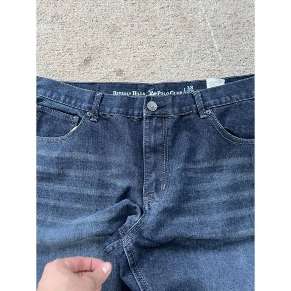 Beverly Hills Polo Club Jeans Mens 38x32 Blue Dark Wash Straight Leg Stretch Y2k
